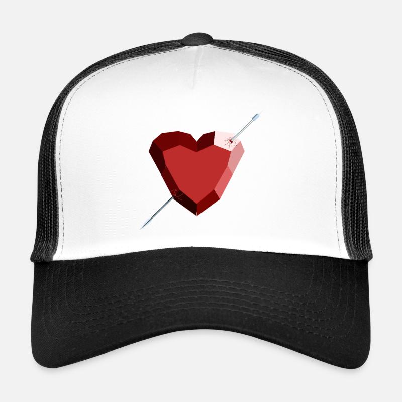 Wounded Ruby Heart – Liebe, Schönheit und Trennung - Trucker Cap - Weiß/Schwarz