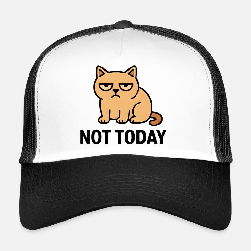 Muffelige Katzenmimik auf witzigem Gesicht - Trucker Cap - Weiß/Schwarz