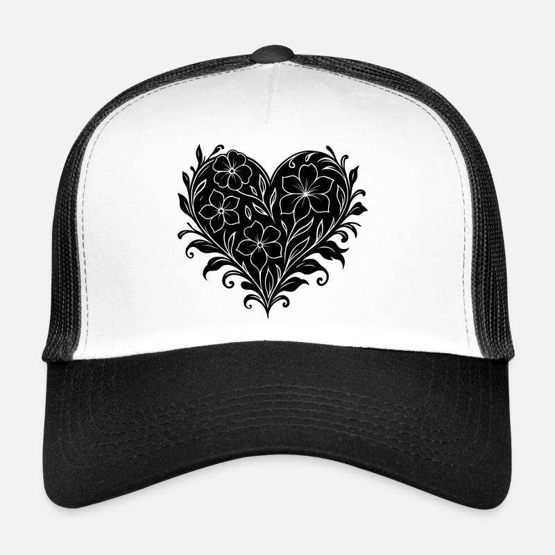 Plakatives Blumenherz, Blumenmuster mit Herz Trucker Cap