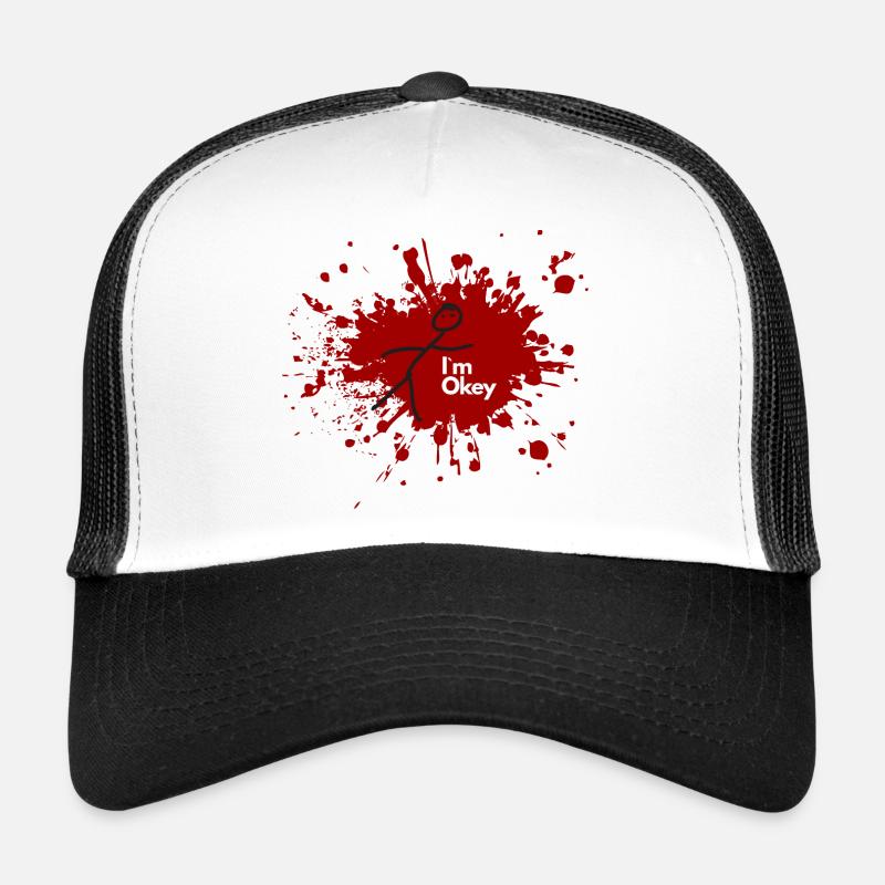 Humoriges Blutstropfen mit Spruch - Trucker Cap - Weiß/Schwarz