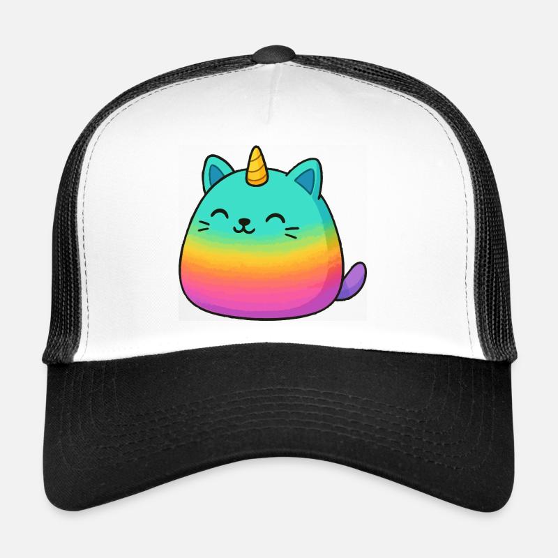 Rosa Regenbogen Einhorn Katze Trucker Cap