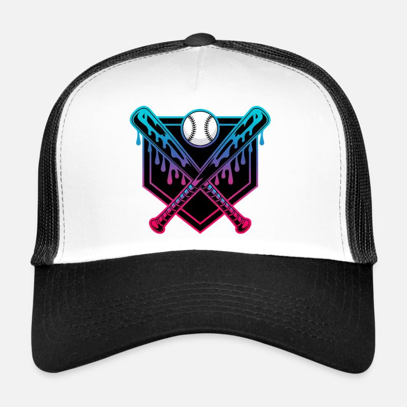 Bâtons de baseball dégoulinants de néon croisés Casquette trucker 