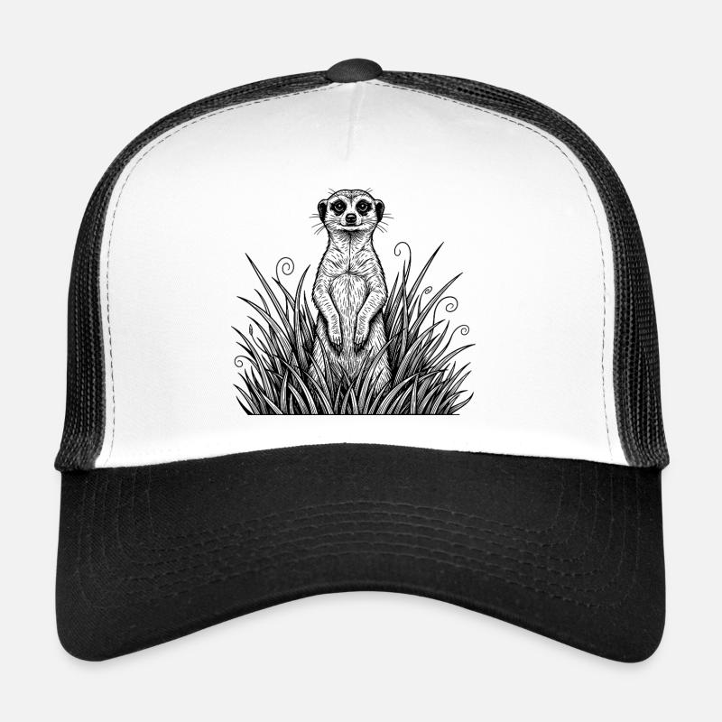 Erdmännchen im Gras - Trucker Cap - Weiß/Schwarz