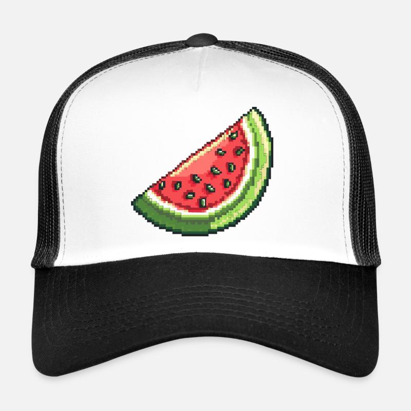Pixel Wassermelone Slice - Trucker Cap - Weiß/Schwarz