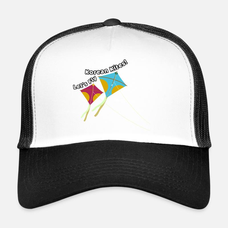 Let’s fly Korean kites – Drachen Design - Trucker Cap - Weiß/Schwarz