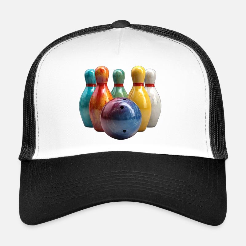 Bunte Bowlingszene Muster Trucker Cap