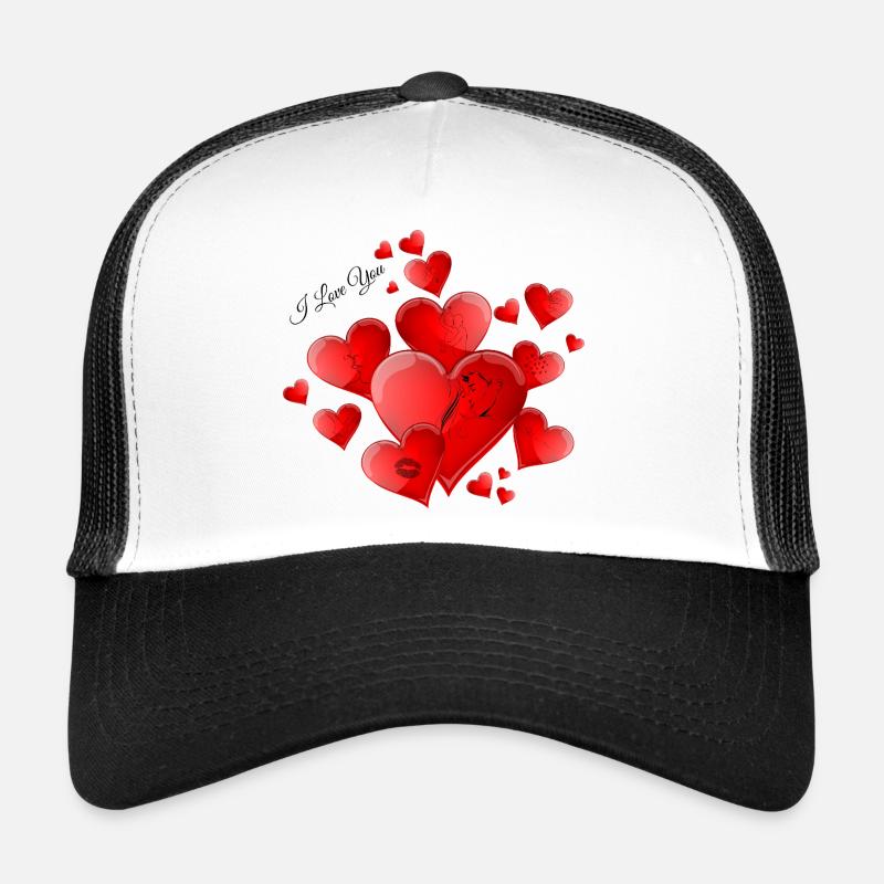 Herzen in Liebe, ich liebe dich - Trucker Cap - Weiß/Schwarz