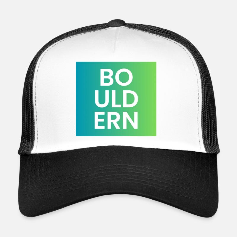 Bouldern Gradient Typo - Trucker Cap - Weiß/Schwarz