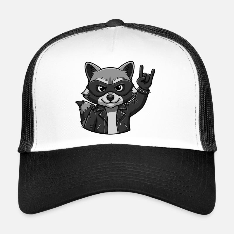 Raton laveur rocker avec rock sur le geste Casquette trucker 
