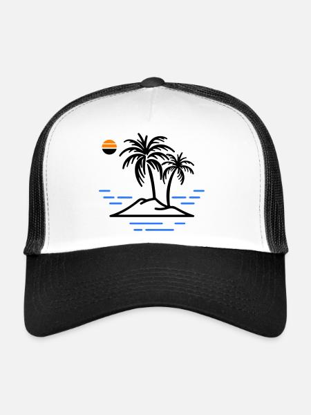 Île Palm - Casquette trucker  - blanc/noir - Devant