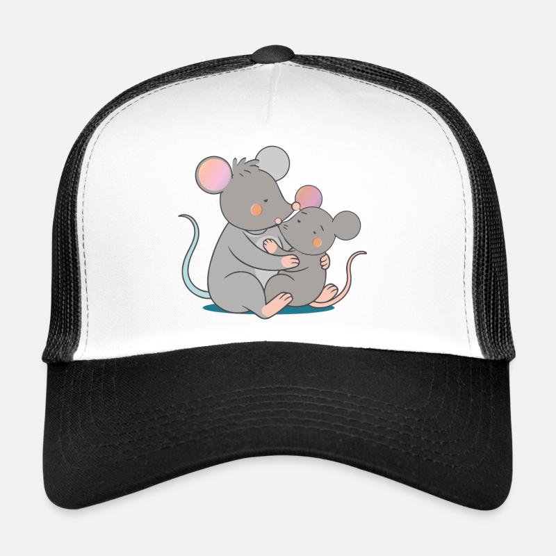 Deux souris mignonnes s’étreignent amoureusement Casquette trucker 