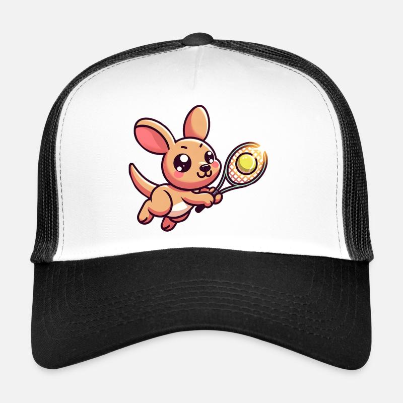 Kangaroo playing tennis with racket and ball Trucker Cap