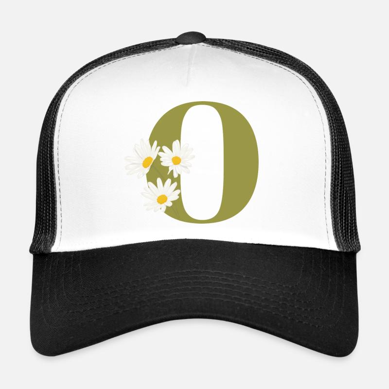 Letter o Green Daisies - Trucker Cap - white/black