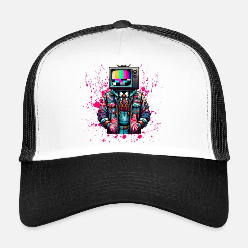 Retro Head - Trucker Cap - white/black