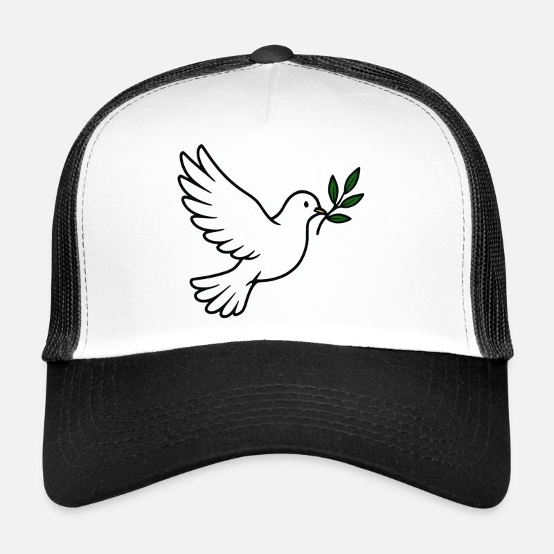 Colombe avec branche d’olivier dans un style sombre Casquette trucker 