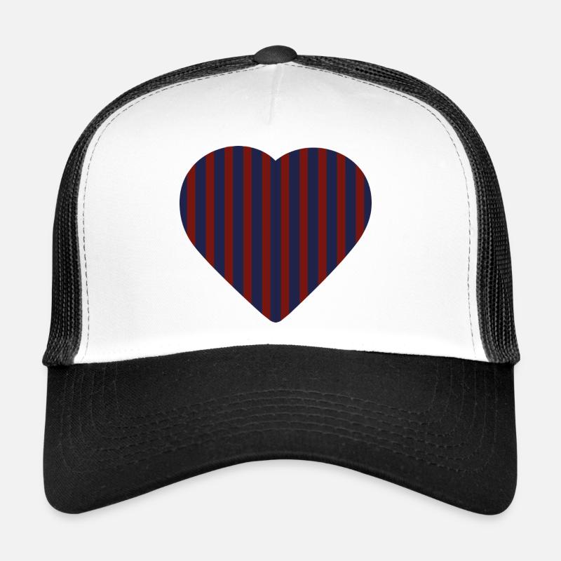 Red-Blue Heart Trucker Cap