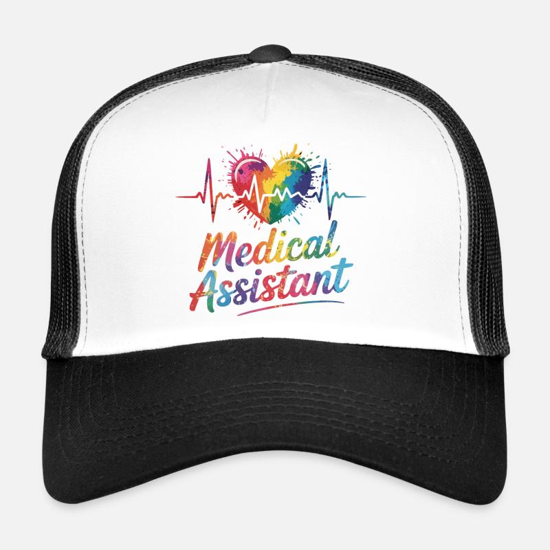 Regenbogen Medizinalassistent Herz - Trucker Cap - Weiß/Schwarz