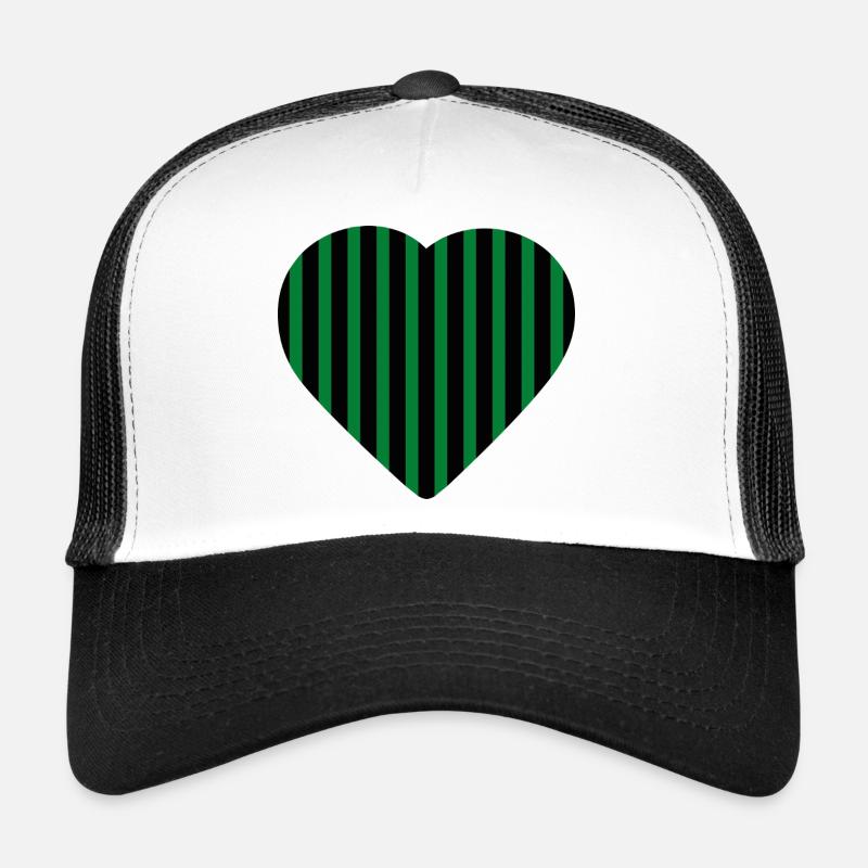 Cœur rayé vert contre noir vert-noir Casquette trucker 