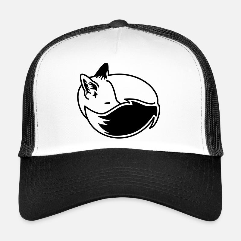 Fox Snuggled Up – Kawaii Fox Cartoon Design Trucker Cap