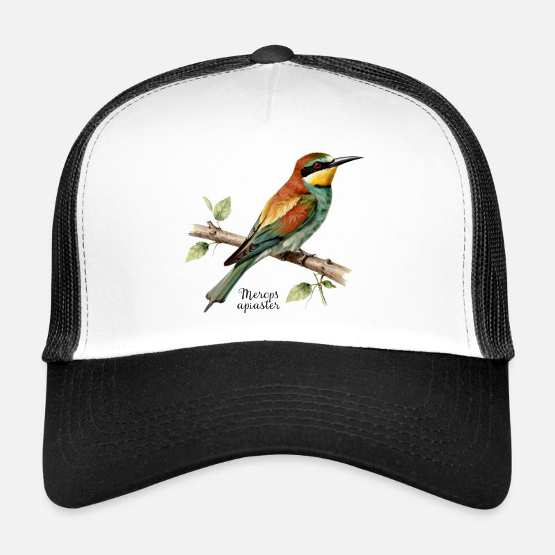 Guêpier d’Europe, illustration Merops apiaster - Casquette trucker  - blanc/noir