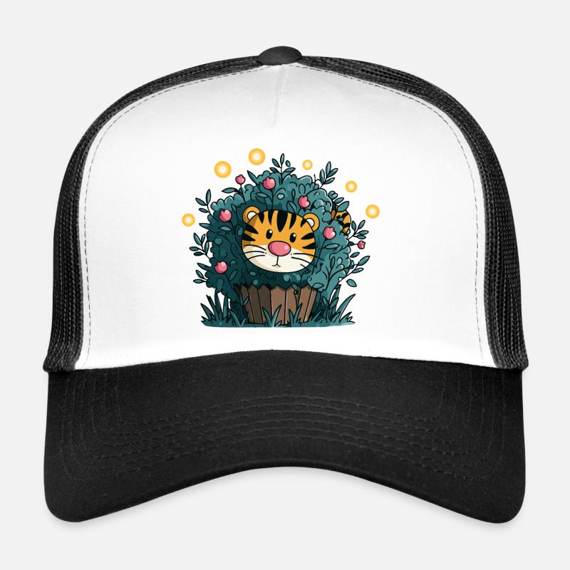 Tigre dans le buisson fleuri Casquette trucker 