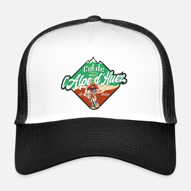 Col de l'Alpe d'Huez Radfahrer - Trucker Cap - Weiß/Schwarz