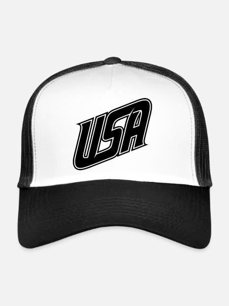 Logo USA - variable de couleur - Casquette trucker  - blanc/noir - Devant