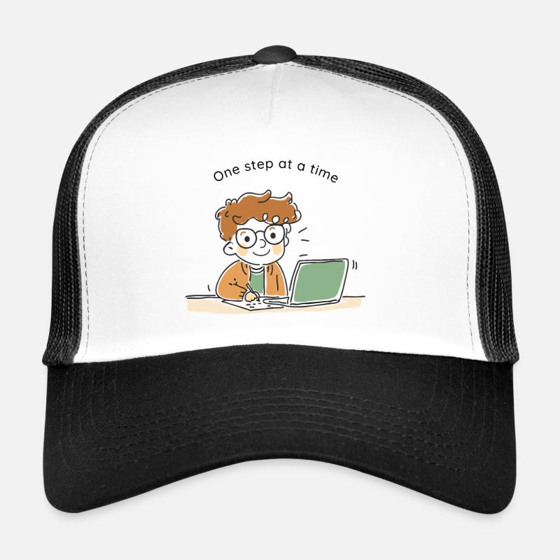 One Step at a Time – Cute hand-drawn character Trucker Cap