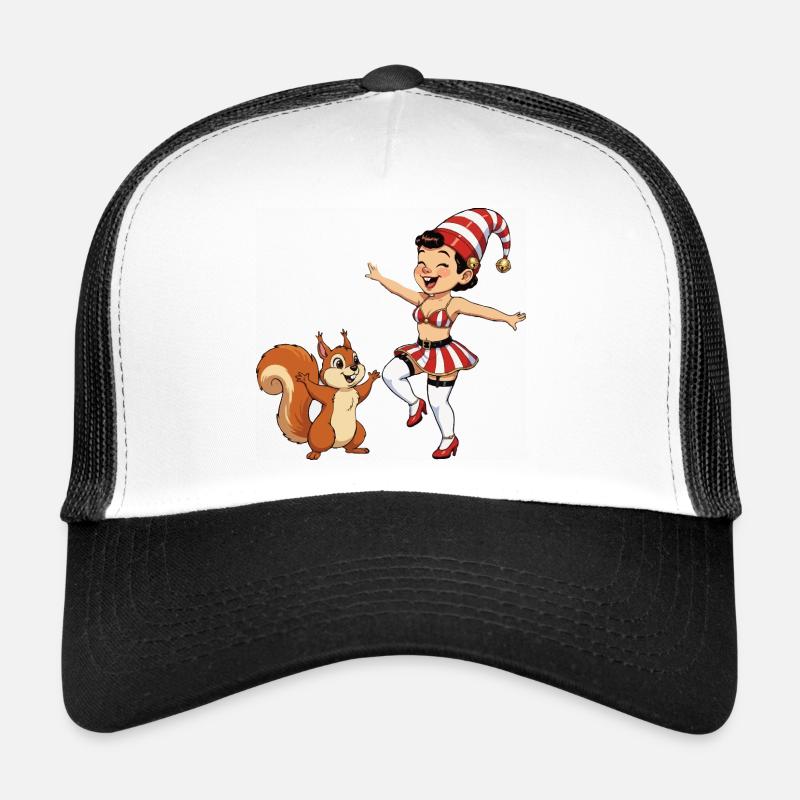 Fille lutin avec un écureuil Casquette trucker 