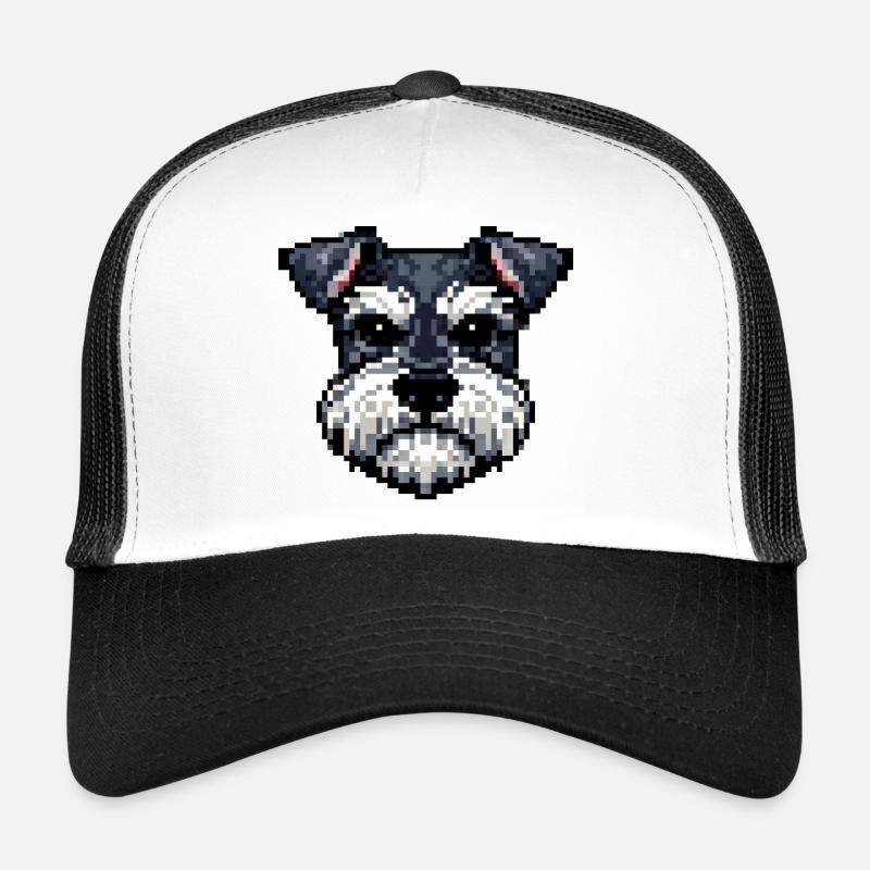 Pixelhunde Schnauzerporträt im Retro-Stil Trucker Cap