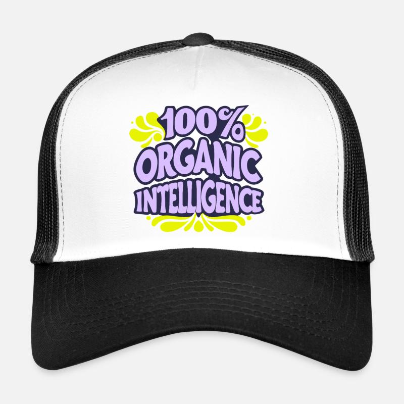 100 % organische Intelligenz, keine KI - Trucker Cap - Weiß/Schwarz