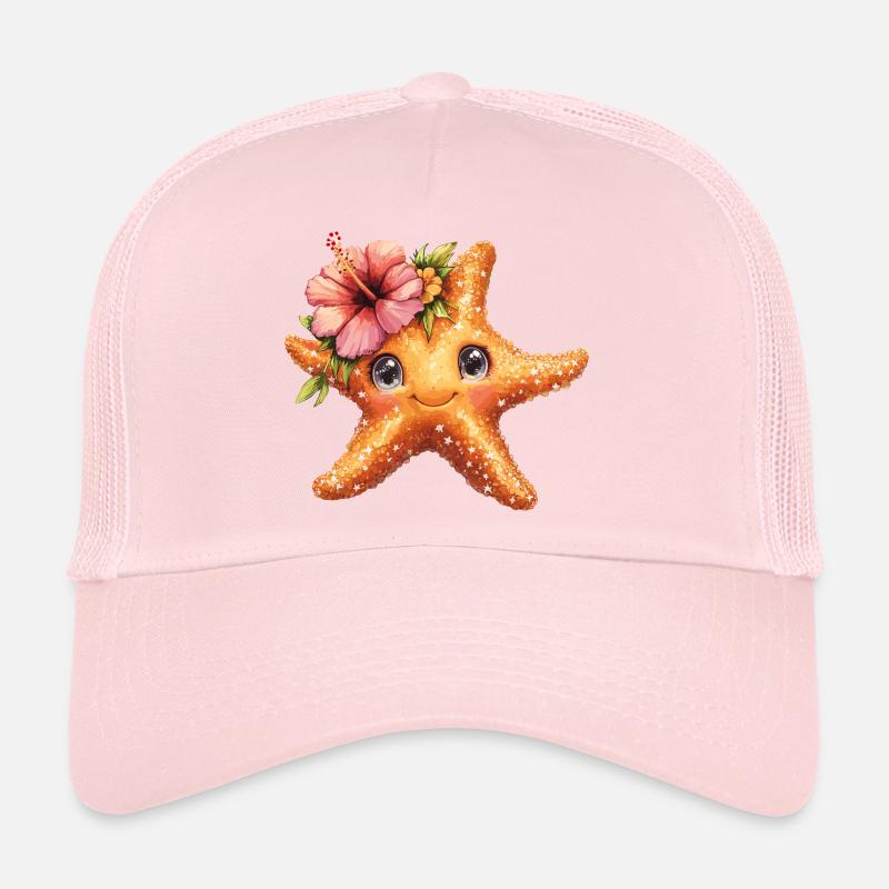 Étoile de mer douce avec fleur d’hibiscus Casquette trucker 