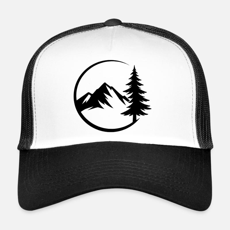 Silhouette de forêt de montagne - Casquette trucker  - blanc/noir