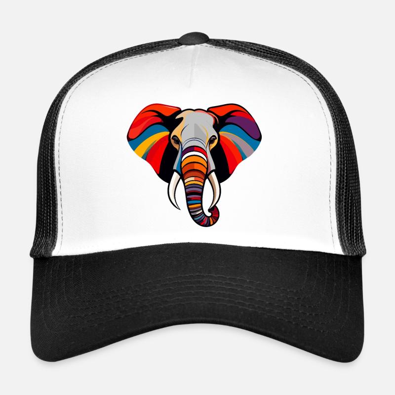Art coloré de tête d’éléphant Motif pop art d’éléphant Casquette trucker 