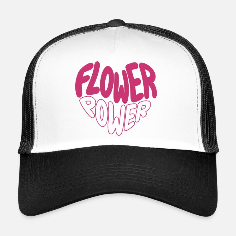Flower Power Pink Font Design Trucker Cap