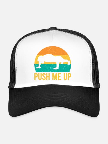 Les passionnés de fitness me poussent vers le haut gymnase de calistnique - Casquette trucker  - blanc/noir - Devant