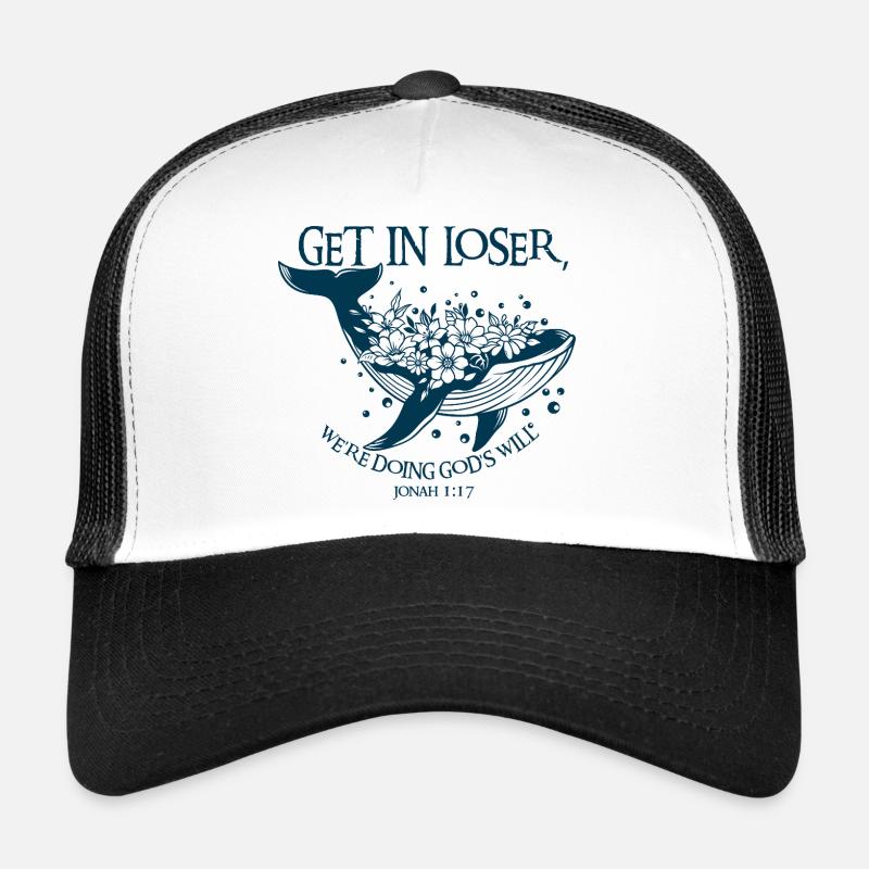Blumenwale Bibelvers Illustration - Trucker Cap - Weiß/Schwarz