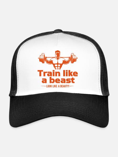 Train like a beast - look like a beauty - Trucker Cap - white/black - Front