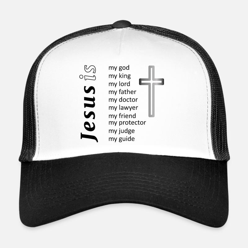 Minimalistische Kreuz-Silhouette - Trucker Cap - Weiß/Schwarz