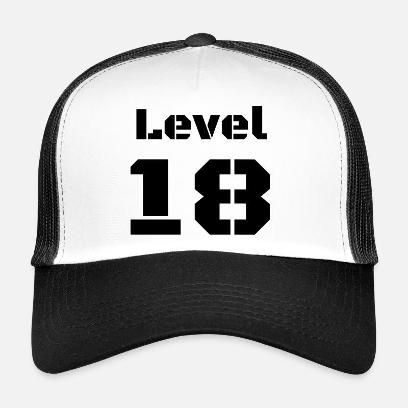 Level 18 - Trucker Cap - Weiß/Schwarz