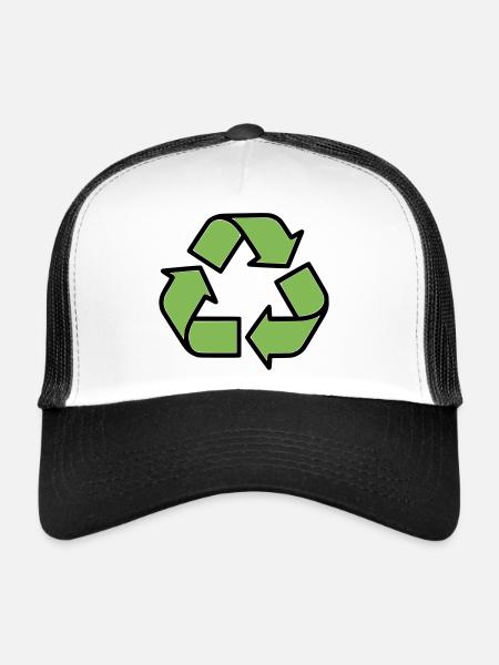 Plan du panneau de recyclage - Casquette trucker  - blanc/noir - Devant