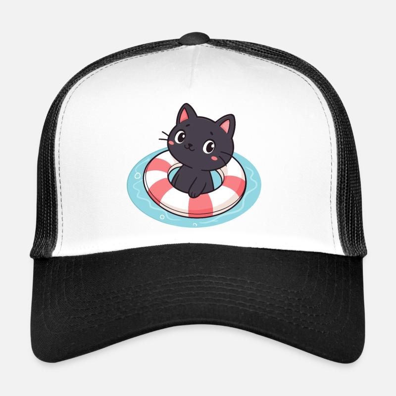 Chaton nageur sur bouée Casquette trucker 