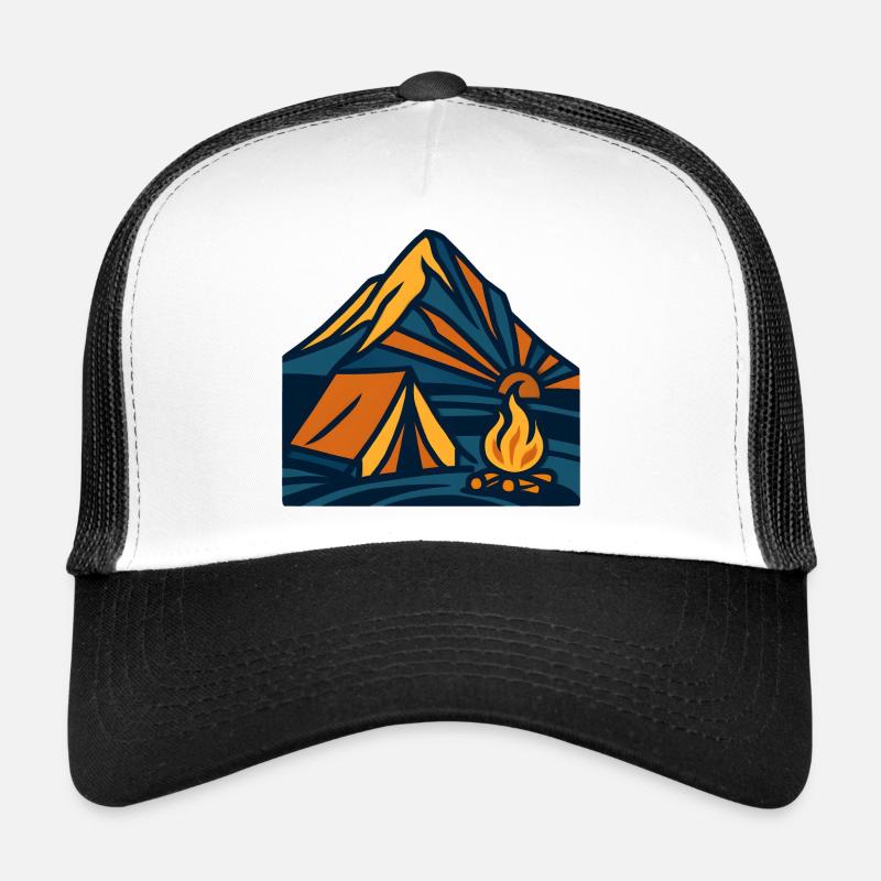 Soirée du feu de camp de la tente de montagne Casquette trucker 