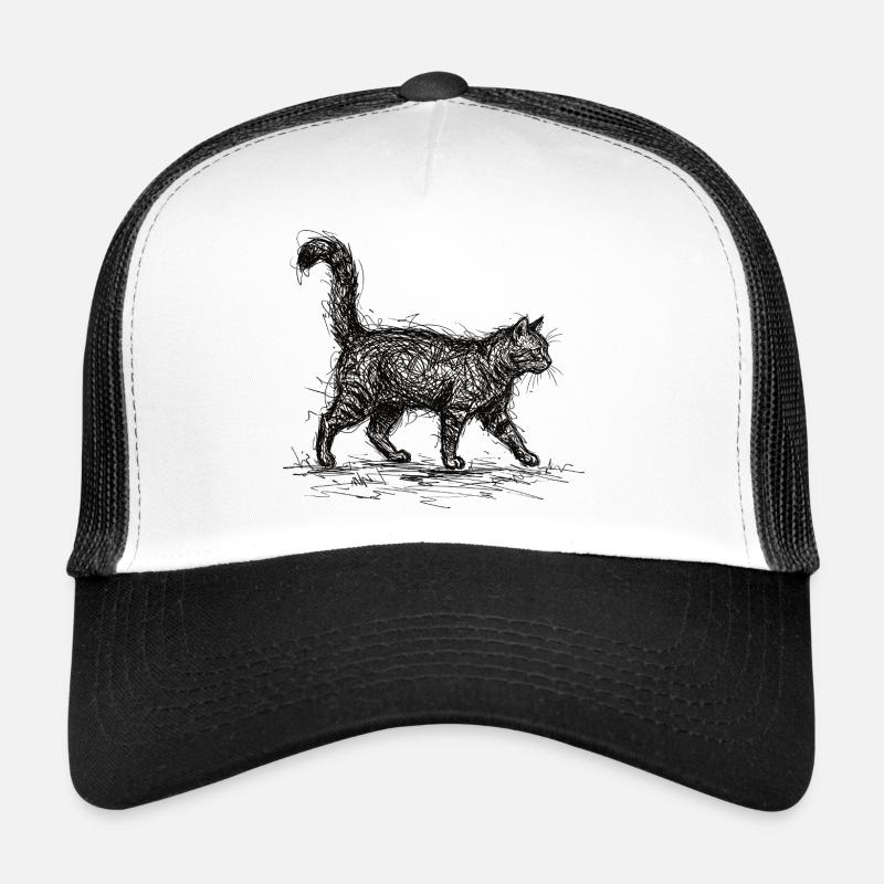 Croquis de chat – Design minimaliste de chat Casquette trucker 
