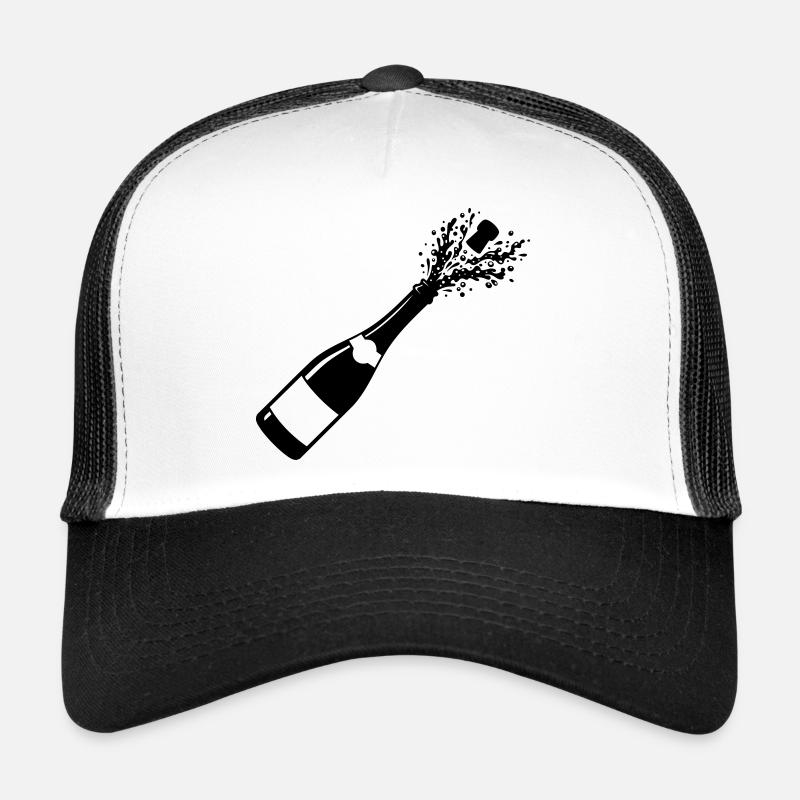 Sparkling Bottle Pop Silhouette - Trucker Cap - white/black