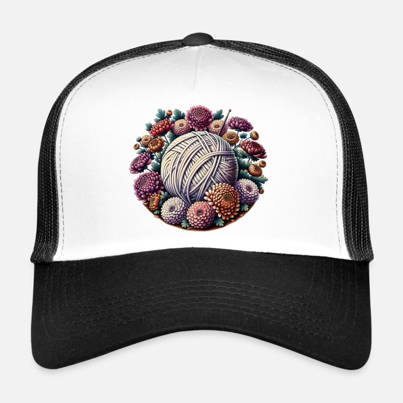 Boule de laine florale avec fleurs Casquette trucker 