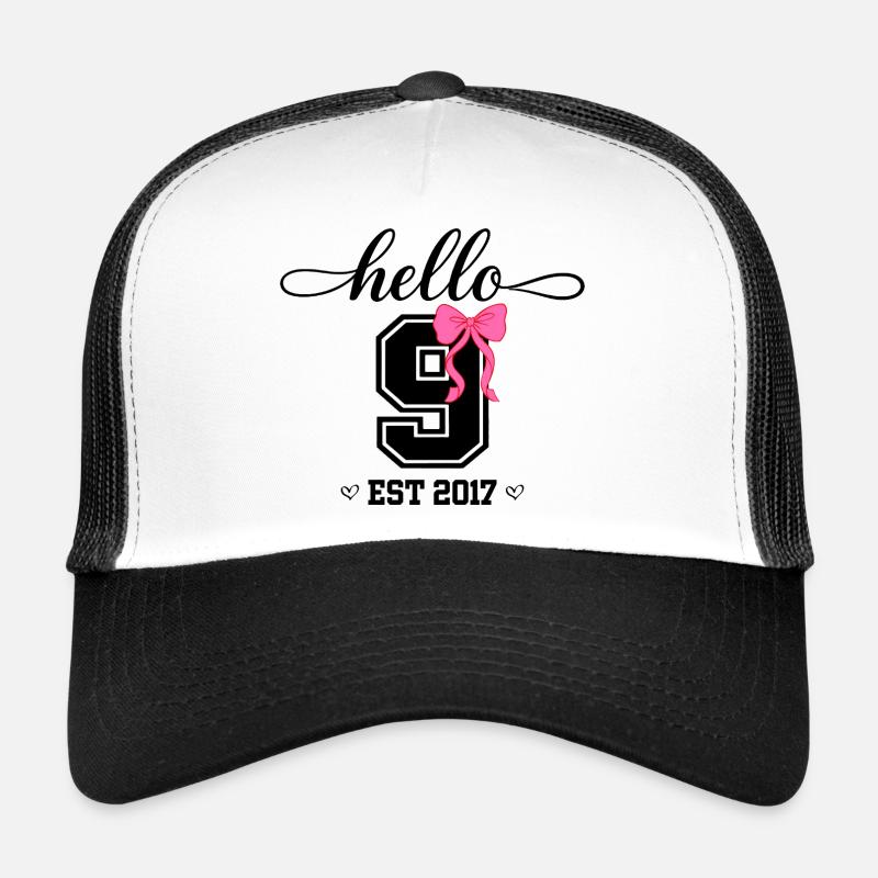 Hello 9 Est 2017 Mädchen Geburtstag Design Trucker Cap