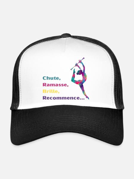 Chute-_Ramasse-_Recommence-- - Casquette trucker  - blanc/noir - Devant