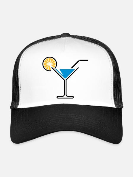 Cocktail / Cocktail Glass / Martini + (Light Blue) - Trucker Cap - white/black - Front