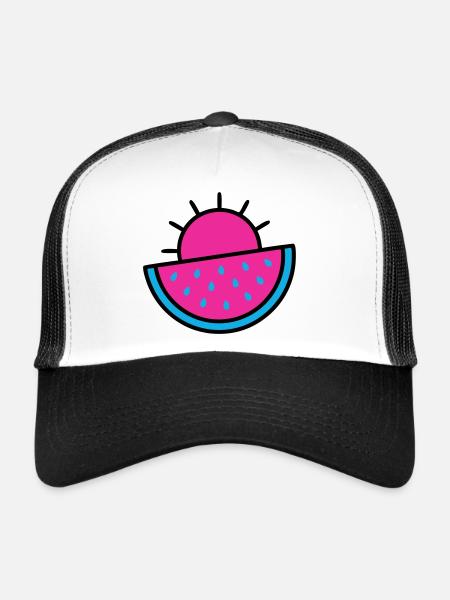 Watermelon Sun 90s Pop Art - Trucker Cap - white/black - Front